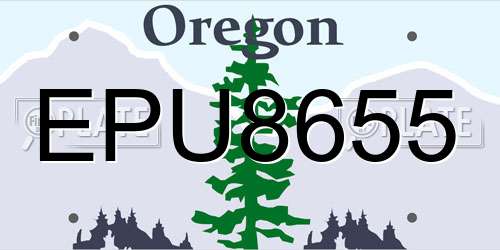 EPU8655 Oregon License Plate