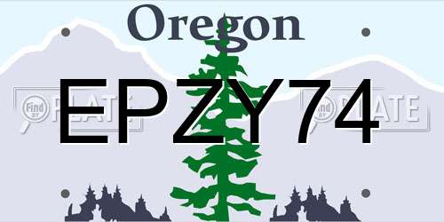 EPZY74 Oregon License Plate