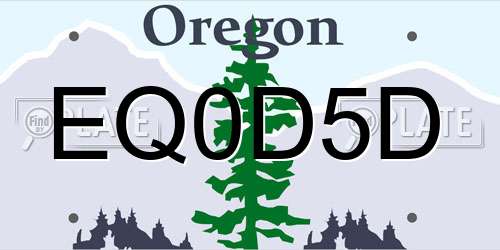 EQ0D5D Oregon License Plate