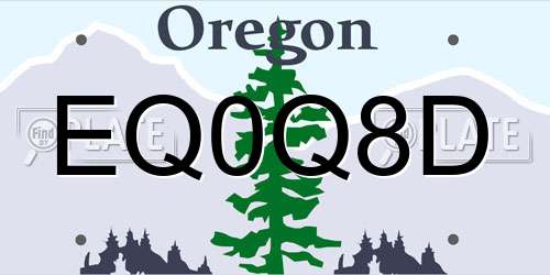 EQ0Q8D Oregon License Plate