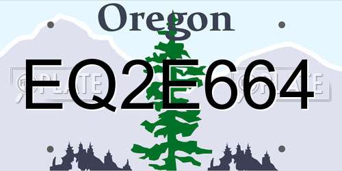 EQ2E664 Oregon License Plate