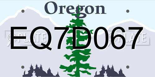 EQ7D067 Oregon License Plate