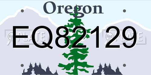 EQ82129 Oregon License Plate