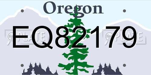EQ82179 Oregon License Plate