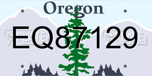 EQ87129 Oregon License Plate