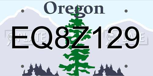 EQ8Z129 Oregon License Plate