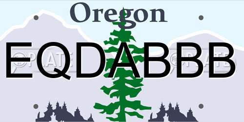 EQDABBB Oregon License Plate