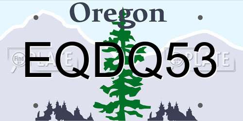 EQDQ53 Oregon License Plate
