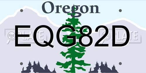 EQG82D Oregon License Plate