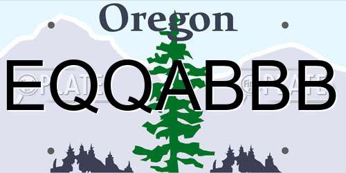 EQQABBB Oregon License Plate