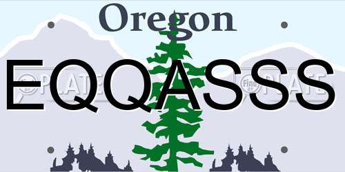 EQQASSS Oregon License Plate