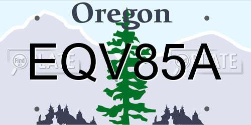 EQV85A Oregon License Plate