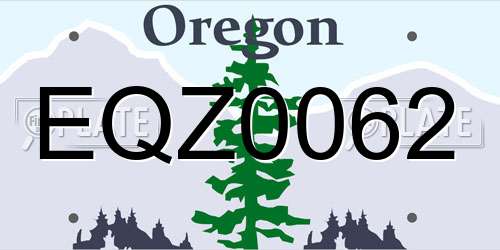 EQZ0062 Oregon License Plate