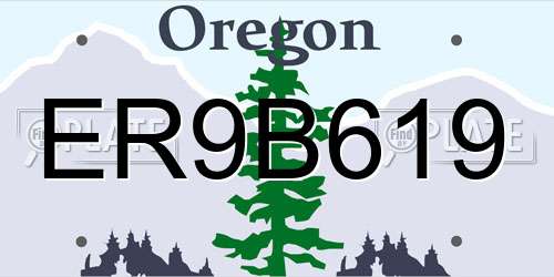 ER9B619 Oregon License Plate