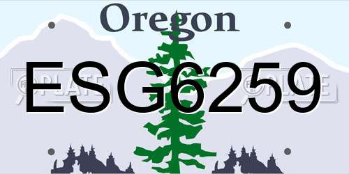 ESG6259 Oregon License Plate