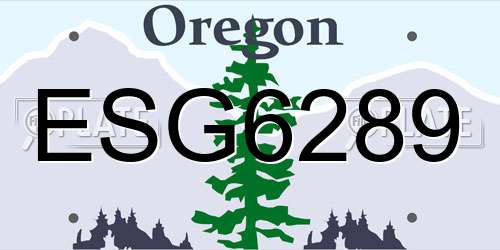 ESG6289 Oregon License Plate