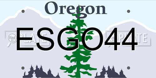 ESGO44 Oregon License Plate