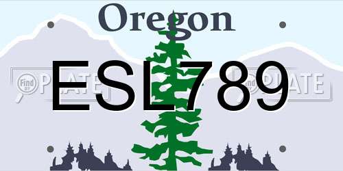 ESL789 Oregon License Plate