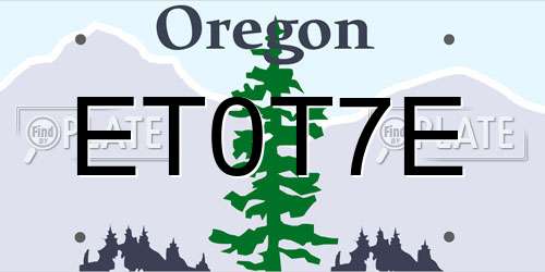 ET0T7E Oregon License Plate
