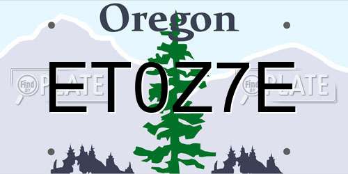 ET0Z7E Oregon License Plate