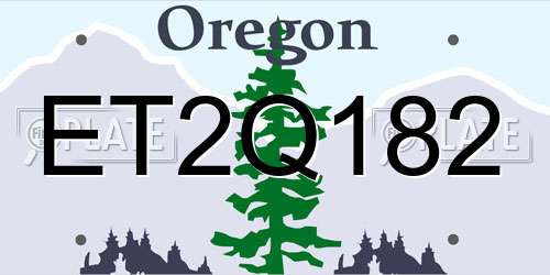 ET2Q182 Oregon License Plate