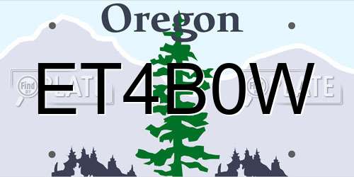 ET4B0W Oregon License Plate