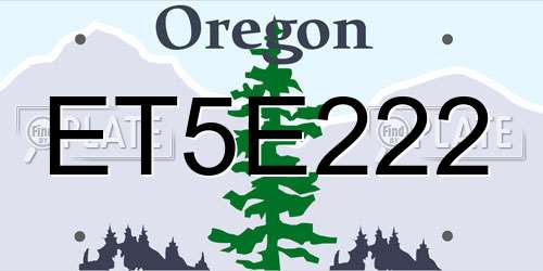 ET5E222 Oregon License Plate