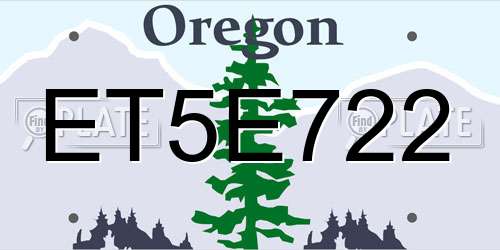 ET5E722 Oregon License Plate