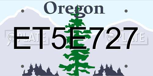 ET5E727 Oregon License Plate