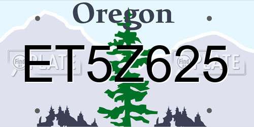 ET5Z625 Oregon License Plate
