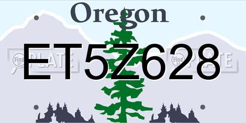 ET5Z628 Oregon License Plate