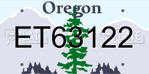 ET63122 Oregon License Plate