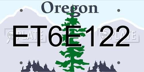 ET6E122 Oregon License Plate