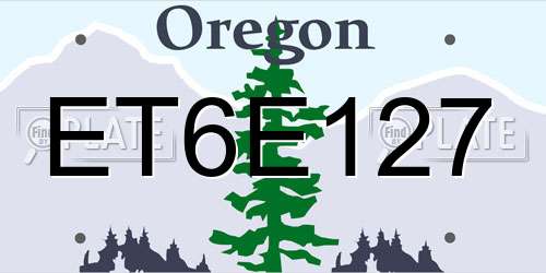 ET6E127 Oregon License Plate