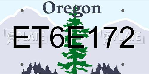 ET6E172 Oregon License Plate