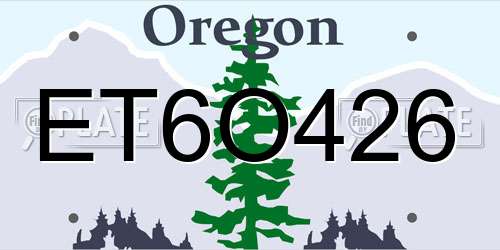 ET6O426 Oregon License Plate