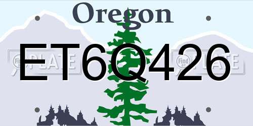 ET6Q426 Oregon License Plate
