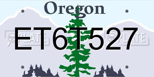 ET6T527 Oregon License Plate
