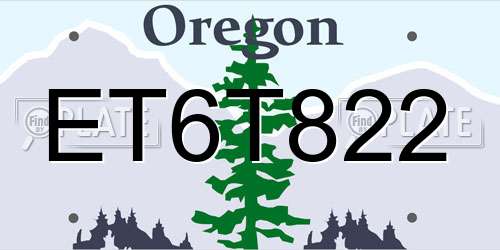 ET6T822 Oregon License Plate