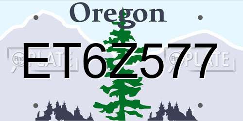 ET6Z577 Oregon License Plate