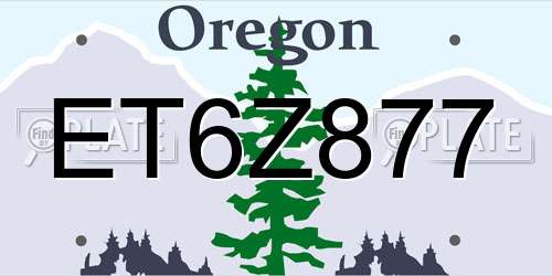 ET6Z877 Oregon License Plate