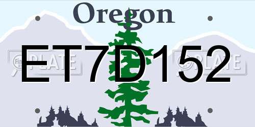 ET7D152 Oregon License Plate