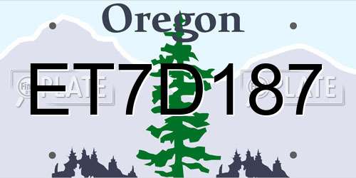 ET7D187 Oregon License Plate