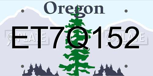 ET7Q152 Oregon License Plate