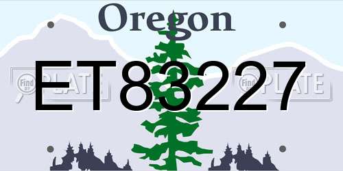 ET83227 Oregon License Plate