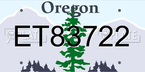 ET83722 Oregon License Plate
