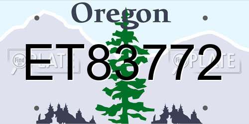 ET83772 Oregon License Plate