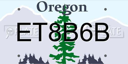 ET8B6B Oregon License Plate