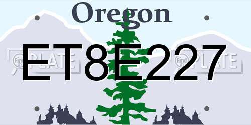 ET8E227 Oregon License Plate