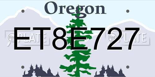 ET8E727 Oregon License Plate